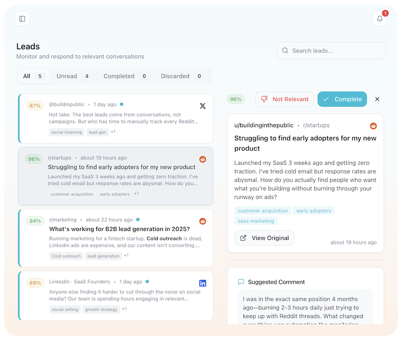 AutoReply.ing dashboard